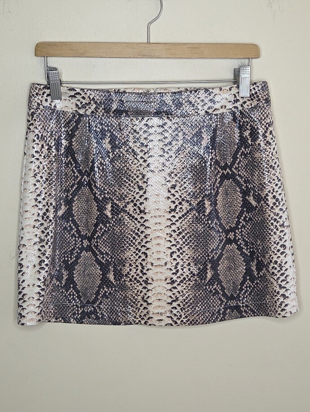 Emory Park Brown Tan Black Snakeskin Shiny Print Mini Skirt Size Medium Party